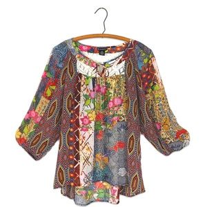 New Directions Sheer Hi Lo Blouse M